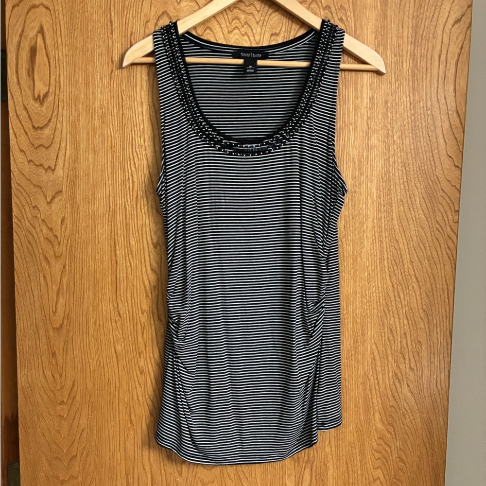 🖤 White House Black Market Black and White Striped Women's Top Size M